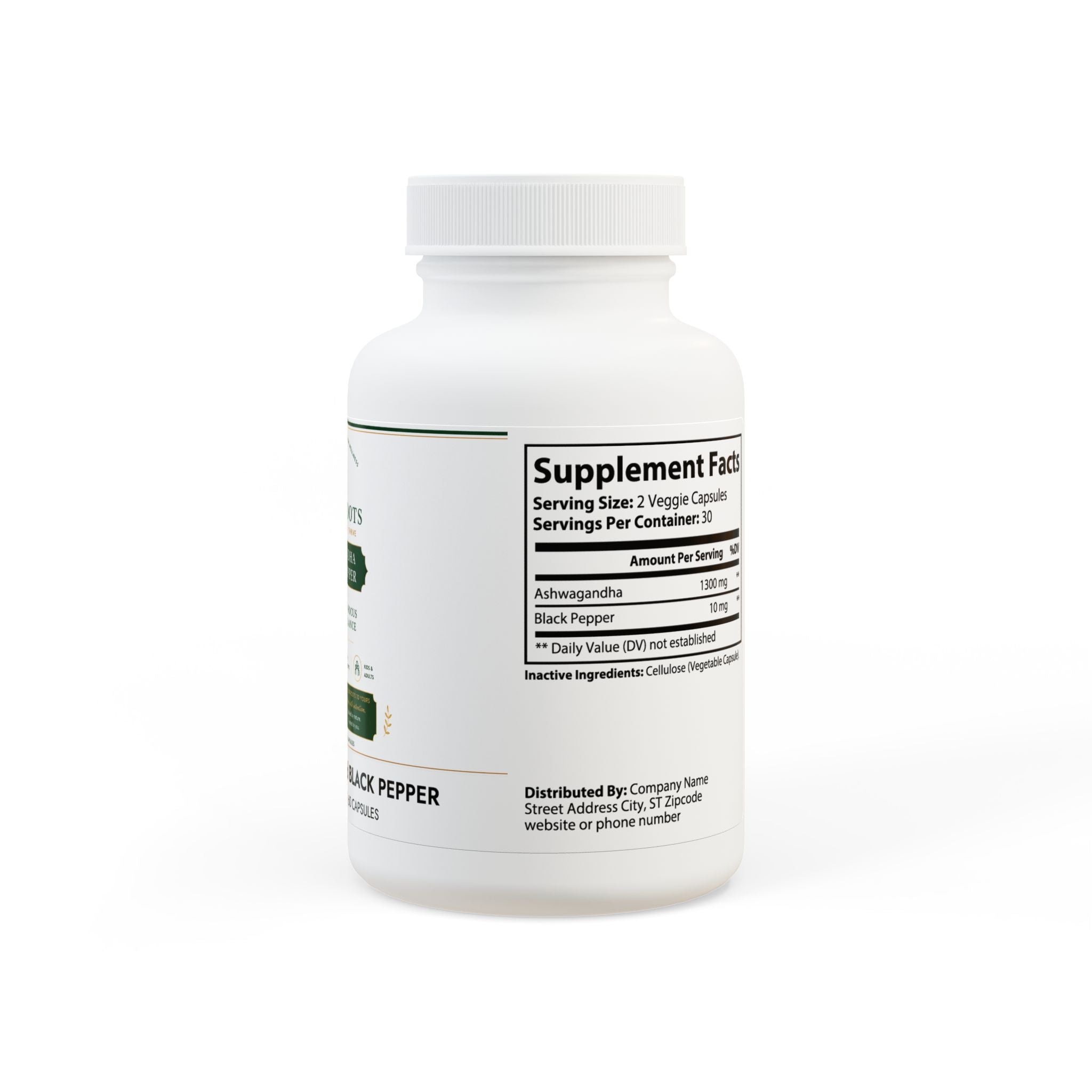 Ashwagandha and Black Pepper Supplement